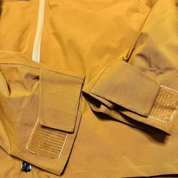 REI Coop Rain Coat Mens XL Goretex Long Vented Hooded Yellow Jacket Hiking Gorp